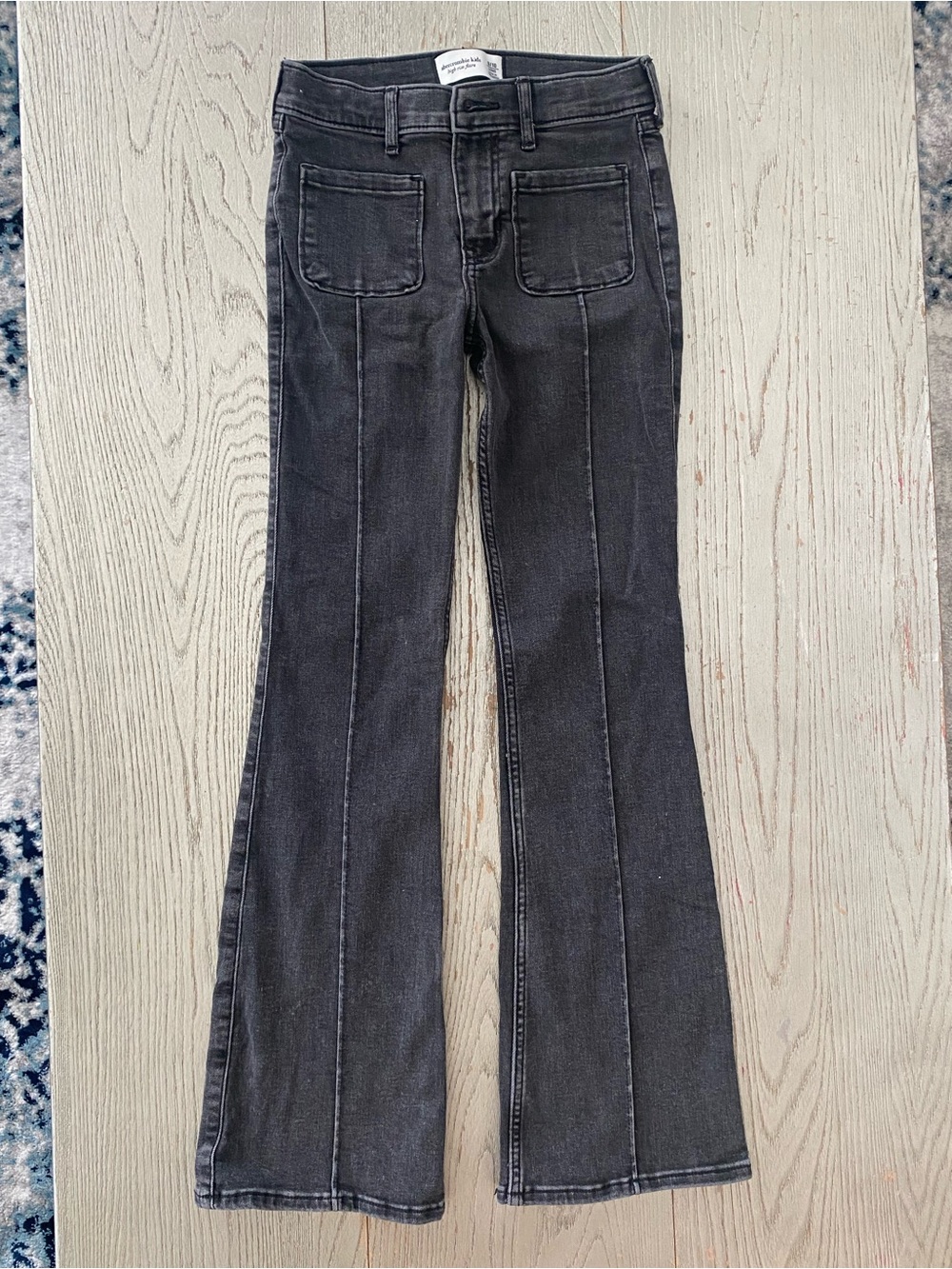 abercrombie kids Dark Gray Flared Jeans with Front Patch Pockets